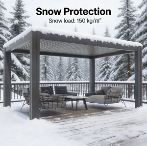 Pergola en aluminium résistante à la neige, construction robuste poteau-équerre, lames orientables, fixations renforcées, finition thermolaquée pour - Product Image 1