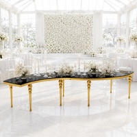 Ensemble table et chaises de banquet de mariage en forme de S, en acier inoxydable, pour événements hôteliers de luxe, salle à manger, salon et extérieur