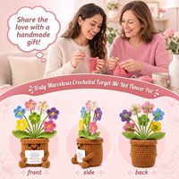 Aruigu Hadiah Terima Kasih Wanita Mini Forget-Me-Not Pot Bunga Rajutan Emoticon Lucu WB03 Hadiah Apresiasi Guru