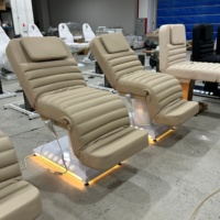 Table de massage moderne en acier inoxydable avec commande au pied intégrée, électrique, portable, 3 moteurs, lit de beauté pour soins du visage