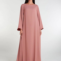 Mode personnalisée, Hijab islamique de luxe pour femme, robe abaya musulmane à col fendu, manches longues, rose, uni, évasé, nouveau modèle