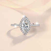 Bague de fiançailles pour femme en argent sterling S925 avec moissanite taille marquise 1 carat VVS1, certifiée GRA, style vintage