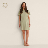 Pur coton femmes t-shirt robe écologique surdimensionné t-shirt durable longue t-shirt robe à manches courtes