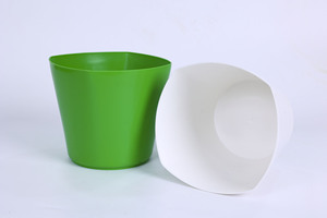 Pot de fleurs rond moderne en PP, taille 18 x 18 x 16 cm, couleurs vert, blanc, rouge, pot à large ouverture pour intérieur et extérieur - Product Image 3