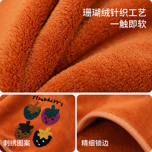 Serviette brodée fraise Yohe, épaisse, séchage rapide, pour la maison, le bain, le visage, la douche, motif rectangulaire dessin animé - Product Image 5