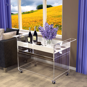 4 पहियों के साथ ओम फैक्टरी ऐक्रेलिक ल्युलाईट सेवारत गाड़ी भोजन कक्ष या होटल के लिए 4 पहियों के साथ आधुनिक डिजाइन भंडारण ट्रॉली - Product Image 2