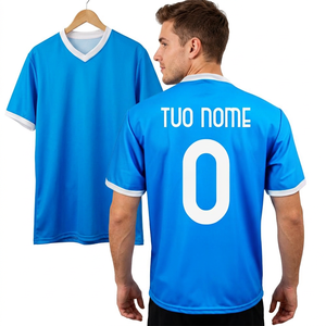 Maillot de football américain personnalisé de haute qualité, manches courtes, col en V imprimé, polyester/coton, uniforme sportif - Product Image 2
