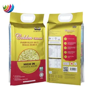 Custom Printed 1KG 5KG 10KG Plastic Side Gusset Food Rice Packaging Bag With Handle