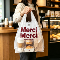 Sacs en plastique transparents HDPE de grande taille, sacs à emporter, vente en gros, sacs d'épicerie, usage industriel pour les entreprises alimentaires