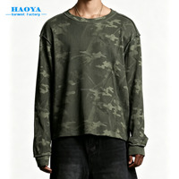 T-shirt à manches longues camouflage personnalisé pour homme, imprimé gaufré sur toute la surface, t-shirts surdimensionnés, 100% coton, haute qualité