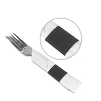 Bandes de papier jetables noires solides pour couverts, enveloppes de serviettes faciles à déchirer pour la vaisselle de bistrot, bar, restaurant, emballage de 2000 pièces/boîte