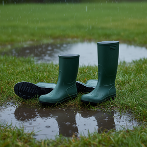 Bottes de pluie en PVC vert TTAKE avec semelle noire, chaussures de sécurité pour usage extérieur - Product Image 3