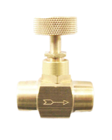 Válvula de aguja mini de latón C-Way de alta calidad de 1/4'' de 2 vías y 400 psi con maneta de rueda para medios acuáticos, aceptable para OEM