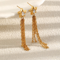 Boucles d'oreilles clous Gaovo Niche Design Star CZ à pampilles pour femmes, tendance, en acier inoxydable plaqué or 18 carats, bijoux d'oreille haut de gamme, vente en gros
