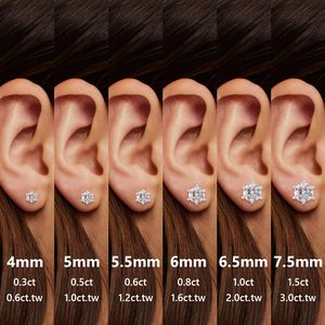 0.5ct 1ct 2ct 3ct Moissanite VVS GRA Certificate 18K White Gold Plated 925 Sterling Silver Men Women Lab Diamond Stud Earring - Product Image 3