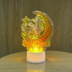 New Ramadan LED <b>Lantern</b> Muslim <b>Mini</b> Candle Night Light, Creative Moon Shape Decoration for Eid Festival Home Decor - Product Image 3
