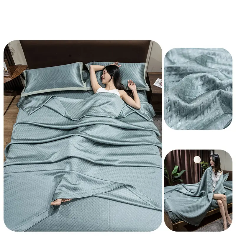 Couverture de refroidissement d'été lavable légère mince en tissu de soie glacée personnalisée pour les dormeurs chauds