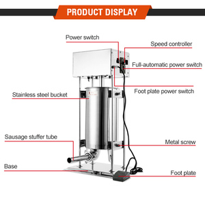 Machine à saucisses DE QDMECH 20 litres, <span class=keywords><strong>poussoir</strong></span> à saucisses, machine de remplissage, machine de transformation de la viande électrique 15L, farceur à saucisses - Product Image 5