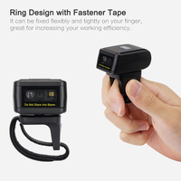 YHDAA Mini Lector de Códigos QR Inalámbrico Bluetooth Portátil 3 en 1, Escáner de Códigos de Barras 2D con Anillo para el Dedo