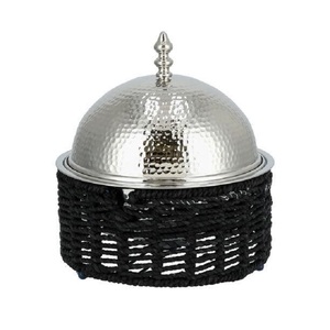 Nouveau Style Moyen-Orient Culture Casserole Hotpot Argent Poli Couvercle En Métal Servant Buffet Casserole - Product Image 1