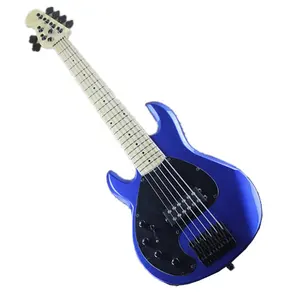 Huiyuan Blue Body Left hand 6 corde basso elettrico con pickup Humbucking, basso elettrico per mancini