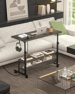 Bureau mobile sur roulettes avec prises électriques, bureau <span class=keywords><strong>réglable</strong></span> <span class=keywords><strong>en</strong></span> <span class=keywords><strong>hauteur</strong></span> <span class=keywords><strong>de</strong></span> 32 pouces, <span class=keywords><strong>table</strong></span> portable pour ordinateur portable, utilisable au <span class=keywords><strong>lit</strong></span>, sur le canapé ou au bureau - Product Image 4