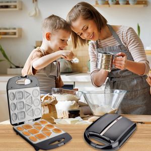 Machine à sandwichs électrique antiadhésive 800W pour gaufres, gâteaux, snacks et crêpes, avec double voyants lumineux, 6 tranches, pour le petit-déjeuner - Product Image 2