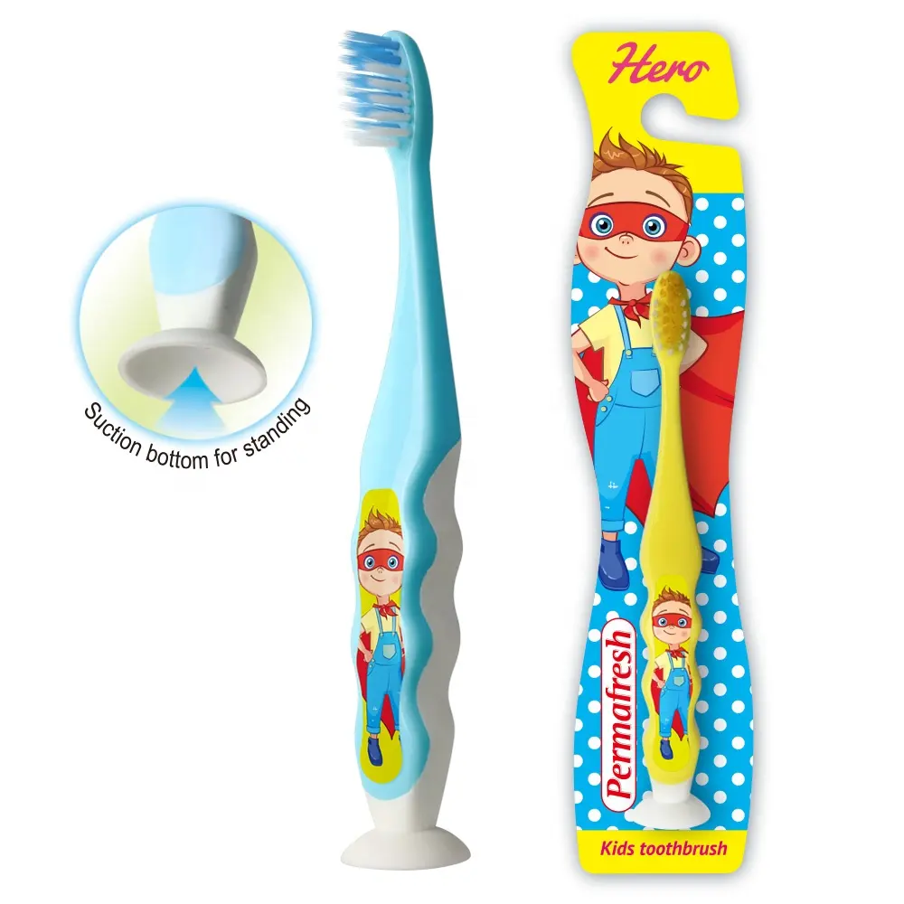 Eco friendly cute rubber plastic soft bristles children kids toothbrush with BRC CE approved