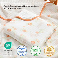 Premium 6-laags Musselinen Babydekentje van Bamboe Katoen met Aangepaste Fruitprint, Bubbelgaas Dekbed, Zacht, Ademend, Babybeddengoed voor Nieuwgeborenen