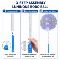 Ensemble de poignées lumineuses pour ballons chinois, transparentes, avec plumes, cadeau promotionnel pour marché nocturne, stand extérieur, fête d'anniversaire