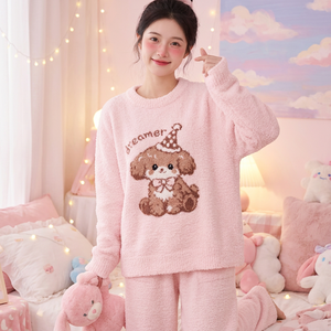 Morbido Pigiama in Velluto per Ragazze, Completo a Maniche Lunghe e Pantaloni, Antistatico e Senza Pelucchi - Product Image 4