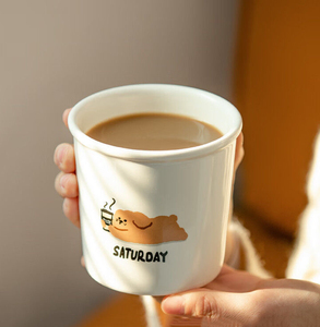 Custom 12oz Ceramic Mug Without Handle Minimalist Paper <b>Cup</b> Design Latte <b>Cup</b> <b>Reusable</b> Coffee <b>Cup</b> with Logo - Product Image 3