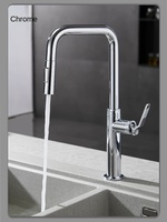 Robinet de cuisine moderne à tirette en acier inoxydable 304 de haute qualité Design contemporain Robinet d'eau chaude et froide Poignée en zinc Brosse dorée