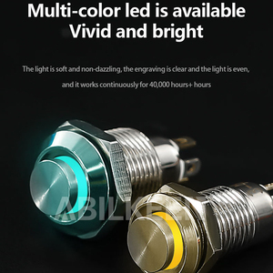 8 mét <span class=keywords><strong>Mini</strong></span> Thép không gỉ Brass IP65 không thấm nước push button Thiết bị chuyển mạch 1no1nc 3A 12V Vòng ON/OFF thiết bị nhà momentary chuyển đổi - Product Image 4