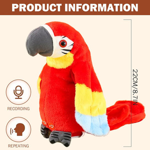 Juguete de Loro Parlante B947, Peluche Interactivo que Repite <span class=keywords><strong>lo</strong></span> que Dices, Juguete Electrónico de Pájaro, Animal de Peluche que Repite la Voz - Product Image 2