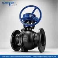 Katup Bola Roda Gigi Flens 2 Bagian dengan Dudukan PTFE/Metal Seated Self-locking untuk Uap/Minyak Termal/Gas/Pembangkit Listrik/Penyulingan API OEM