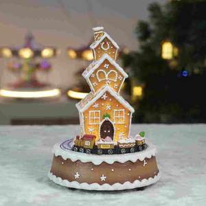 Village de trains de Noël 2026 avec maisons en pain d'épices, figurines en résine et musique pour décorations de Noël - Product Image 3