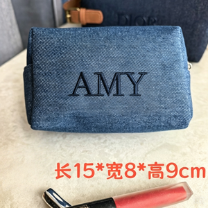 Sac de toilette pour femme en tissu Oxford, trousse de maquillage avec poignée en PU, logo personnalisé imprimé, pochette de maquillage, sac de rangement de voyage - Product Image 3