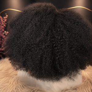 Peluca de Cabello Humano Virgen Afro Rizado Kinky 13x4 con <span class=keywords><strong>Parte</strong></span> Lateral y Frente de Encaje, Color Natural, Estilo Afro Bob con Línea de Cabello Natural, Cabello Peruano - Product Image 3