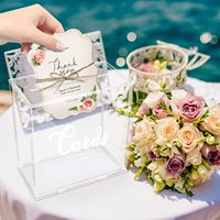 Boîte à cartes de mariage en acrylique carrée personnalisée pour réception, anniversaire, mariage, fête de remise de diplôme, boîte à argent de mariage en acrylique transparent