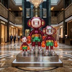 Escultura de Mono de Fibra de Vidrio Electrochapada Personalizada, Estatua de Animal de FRP Grande de 1.3M para Decoración de Paisajes de Atrios de Centros Comerciales - Product Image 2