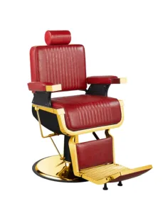 Schneller Versand rot und gold synthetisches Leder Barbier-Stuhl für Kosmetiksalon Liegesessel Salonmöbel Alle Barbiergeschäfte