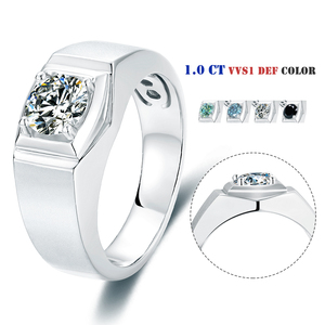 Homens Anel de Diamante Moissanite <span class=keywords><strong>1Ct</strong></span> permanente Cor EF Dos Homens do Projeto 925 Anel de Prata Esterlina 925 Homem de Partido Anel - Product Image 1