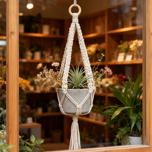 Panier <span class=keywords><strong>suspendu</strong></span> pour plantes en coton tressé à la main, sac en filet pour <span class=keywords><strong>pot</strong></span> de plante, corde suspendue créative, panier <span class=keywords><strong>suspendu</strong></span> pour plantes tissé - Product Image 6