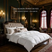 Couette matelassée 95% duvet d'oie blanche 4 saisons, taille Queen, chaleur moyenne, écologique, en coton, anti-déchirure, respirante, avec coutures en boîte