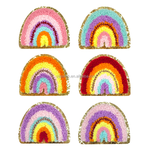 Patch en chenille arc-en-ciel, badge brodé bohème, applique colorée soleil nuage étoile thermocollante pour veste, sac, vêtements DIY, décoration pour filles - Product Image 1