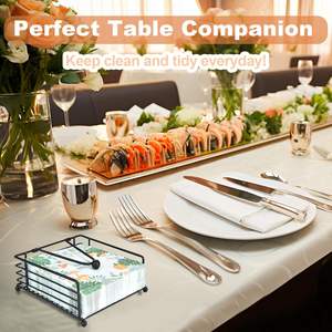 Porte-serviettes pour table et cuisine Distributeur de serviettes plates modernes pour la maison et l'extérieur Porte-serviettes en papier avec bras lesté - Product Image 2