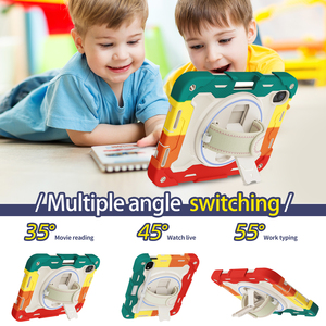 Cho <span class=keywords><strong>iPad</strong></span> Mini 6 7 thân thiện với trẻ em đầy màu sắc <span class=keywords><strong>Silicone</strong></span> 3in1 PC bảo vệ chống sốc với Bracket Tablet trường hợp và bìa - Product Image 2