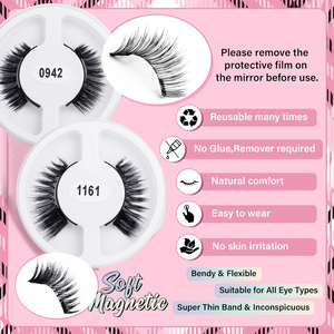 Applicateur de cils magnétiques réutilisable, léger, fait main, naturel, long et épais, avec clip pour faux cils à marque privée - Product Image 2