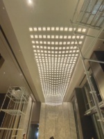 Lustre LED Cube Moderne à Effet Vague pour Hall d'Hôtel, Salle de Banquet, Diffuseur Acrylique Mat Personnalisable, Éclairage Commercial pour Projets